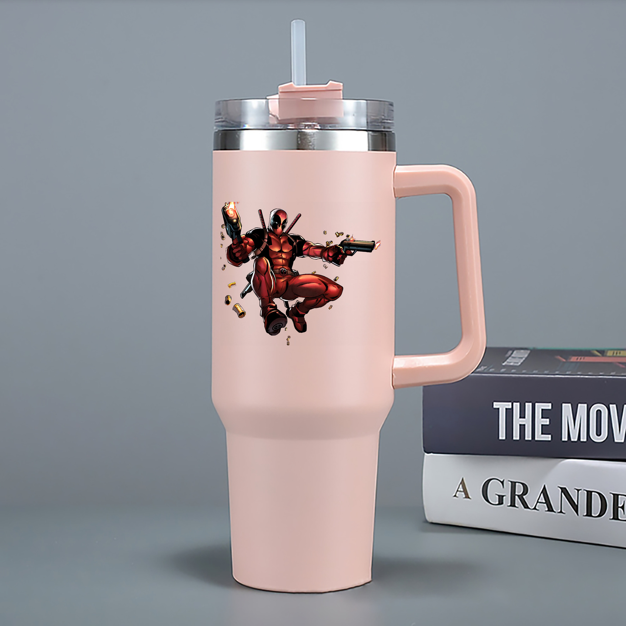 （画像用） Deadpool デッドプール 1200mL車用タンブラー - クリスタルステッカー（プラスチックストロー付き）
